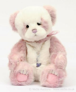 Charlie Bears 2018 Rare Kay Panda Plumo Bear Pink White Key 11 "