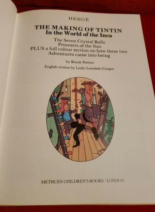 The Making of TinTin IN THE WORLD OF THE INCA Rare Hardcover Book 2