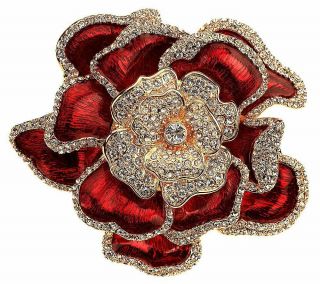 Joan Rivers Elegance In Bloom Swarvoski Rose Large Pin Brooch Rare