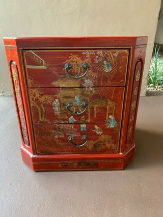Rare Ethan Allen Georgian Court Chinese Chippendale Chairside Chest/nightstad