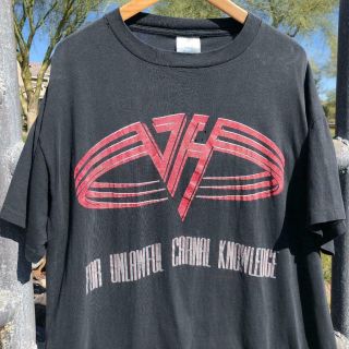 Rare Vtg 90s Brockum 1991 Van Halen Carnal Knowledge Tour Band Rock T Shirt L/xl