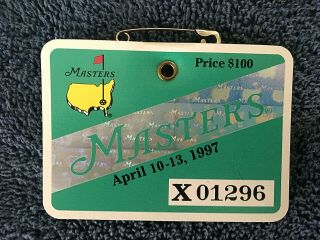1997 Masters Badge Ticket Augusta National Golf Pga Tiger Woods Wins Very Rare