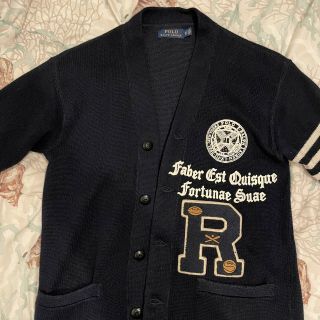 Rare Polo Ralph Lauren Navy Blue Letterman Collegiate Cardigan Sweater