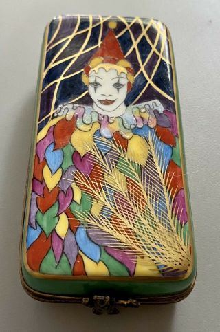 Limoges Peint Main Party Clown French Box Rare And Handmade In France