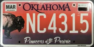 2015 Oklahoma Pioneers Of The Prairie License Plate Rare