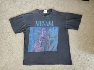 Authentic Nirvana Sliver T - Shirt 1992 Rare Vintage Distressed Faded - Size Large