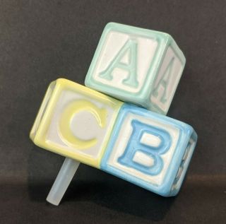 Retired Nora Fleming Baby Blocks Mini A98 Rare Hard To Find Pastel Shower Decor