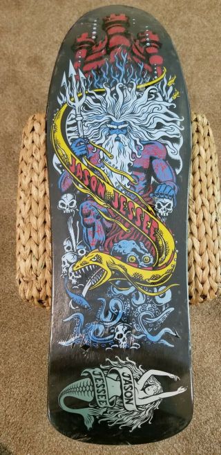 Santa Cruz Jason Jessee Neptune Skateboard Deck Vintage Nos Black Dipped Rare