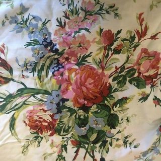 Ralph Lauren King Fitted Sheet Belle Harbor White/floral Sateen Vintage/rare Euc