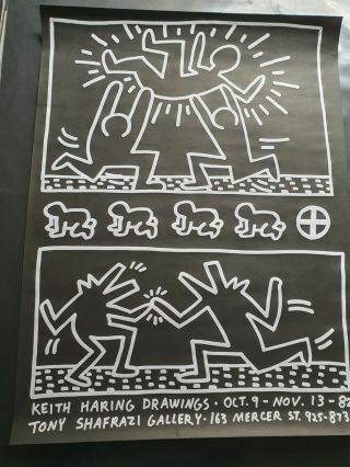 Rare Keith Haring Tony Shafrazi 1982 Poster Litho Un Signed