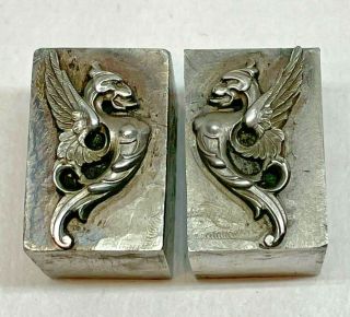 Rare Art Nouveau Dragon Griffin Antique Jewelry Mold Hub Hob Steel Silversmith