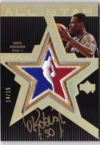 2007 - 08 Ud Black David Robinson Auto All - Star Gold Card D 15 Spurs Rare