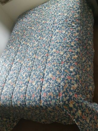 Rare Vintage Retired Ralph Lauren Jardin Queen / Full Comforter Blue Floral Euc
