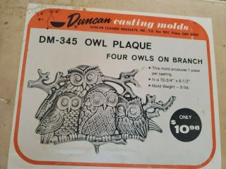 Vintage Duncan Four Owls On Branch Slip Casting Ceramic Plaster Mold Dm - 345 Rare