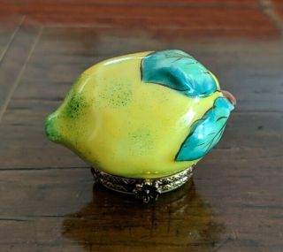 Vintage Dubarry Peint Main Limoges France Lemon Trinket Box Hand Painted - Rare -