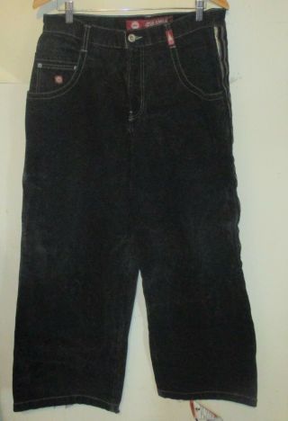 Rare Vintage 90s Jnco Baggy Wide Leg Black Jeans Size 34x30 Stripe J202