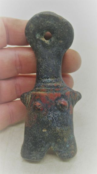 Ancient Near Eastern Bronze Figurine.  Eye Idol.  Extremely Rare