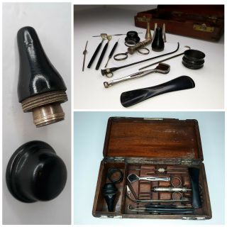 Civil War Era George Tiemann Surgical Medical Kit Ebony Handle Optometrist Rare