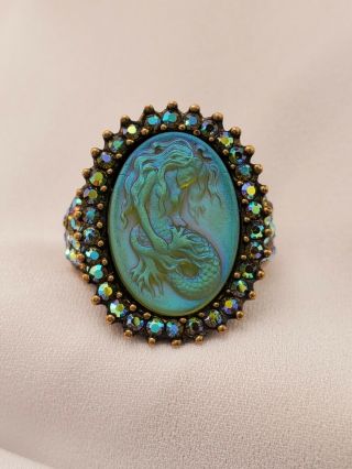Rare Kirks Folly Lorelei Mermaid Cameo Jeweled Ring Size 7 Seaview