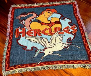 Vintage Disney Hercules Quilt Blanket Tapestry Rare Wall Hanging Decor