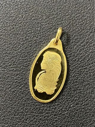 Pamp Suisse 5 G Fine Gold 999.  9 Gold Oval Pendant Lady Fortuna Rare Vintage