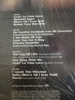 RICKY MARTIN VINYL DOUBLE LP 1999 ALBUM “LIVIN LA VIDA LOCA” PRE - OWNED RARE 3