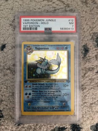 Rare 1999 Pokémon Jungle Vaporeon Holo 1st Edition 12 Psa 7 Nm First Card