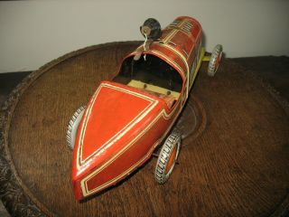 Tippco Big Size Boat Tail Race Car 1930 Germany Tinplate Wind Up Rare Tin Toy 3