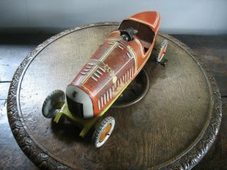 Tippco Big Size Boat Tail Race Car 1930 Germany Tinplate Wind Up Rare Tin Toy 4
