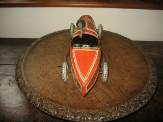 Tippco Big Size Boat Tail Race Car 1930 Germany Tinplate Wind Up Rare Tin Toy 5