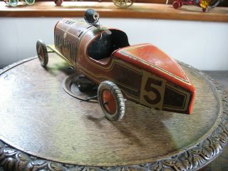 Tippco Big Size Boat Tail Race Car 1930 Germany Tinplate Wind Up Rare Tin Toy 6