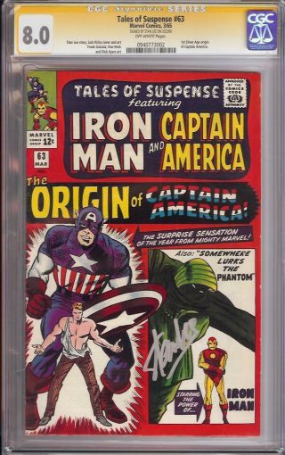 Tales Of Suspense 63 Cgc Ss 8.  0 Captain America Origin Iron Man Stan Lee Rare