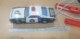 Very Early Large Tin Toy Battery Remote Powered Highway Patrol Car Rare Find