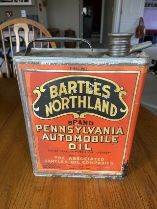 Rare Vintage Bartles Northland One Gallon Motor Oil Can