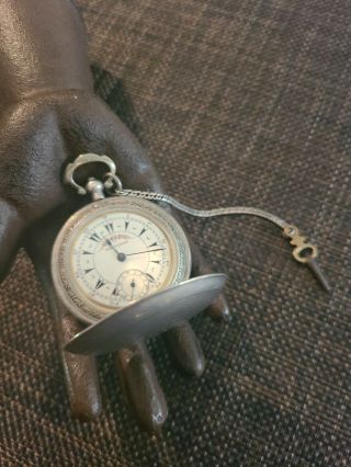 Rare Antique 800 Sterling Silver Saltanat Turkish Ottoman Pocket Watch Key Wind