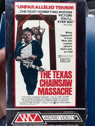 The Texas Chainsaw Massacre Rare Wizard Video Beta Tape Not Vhs Horror