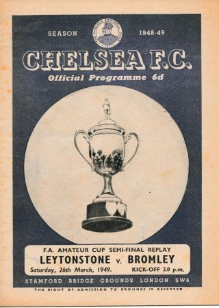 Rare Football Programme Leytonstone V Bromley Amateur Cup Semi - Final Replay 1949