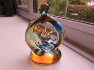 Rare Tittot Chinese Irredescent Glass Baby Sculpture Ornament 5.  5 Inch Tall