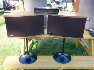 Bose 901 Series Vi Rare Blonde Walnut Speakers With Tulip Stands And Equalizer