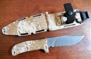 Rare Mission Knives Mpk Titanium Knife And Sheath - 5 1/2 " Blade - Desert Camo