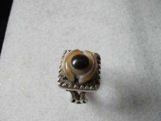 Antique Rare Georgian\ Victorian Silver Agate Occult,  Magical Signet Ring