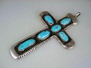 Important Rare Old Horace Iule Zuni Sterling Silver & Turquoise Cross Published