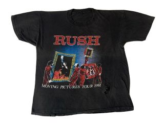 Vintage 80s Rush Moving Pictures 1981 Tour Shirt Size Large Rock Concert Rare