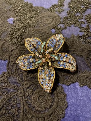 Large Rare Iradj Moini Brooch Pin 3.  5” Star Lily Flower No Wear