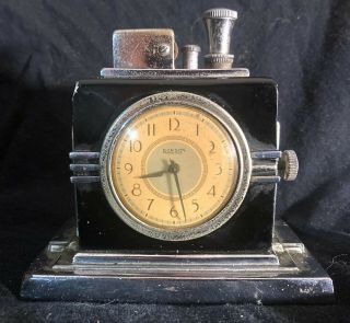 RARE (Large Face/Figure 190) ART DECO RONSON CLOCK TOUCH TIP LIGHTER - AWESOME 5