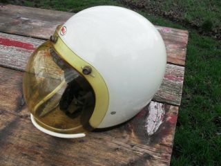Vintage Bell 500 Tx Motorcycle Helmet W/bubble Face Shield Size 6 3/4 Rare