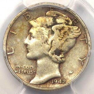1942/1 - D Mercury Dime 10C - PCGS XF Details (EF) - Rare Overdate Variety Coin 5