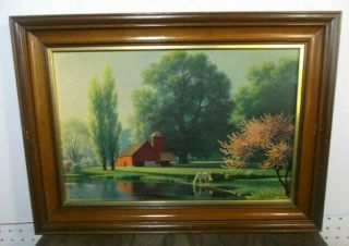 Rare Vintage Paul Detlefsen Framed Art " Spring Morn " 22 Inches By 16 Inches