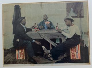 Progress Beer Advertising Lithograph Framed Card Game Rare Black Americana Vtg 3