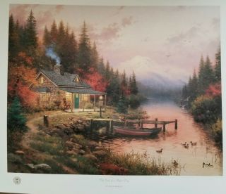 Thomas Kinkade The End Of A Perfect Day Hand Signed S/n 1993 16x20 158/1250 Rare